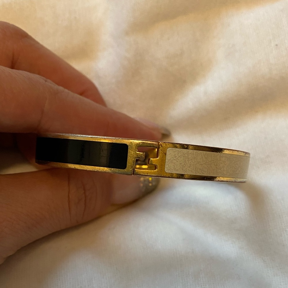Authentic gold Fendi Bangle - new clasp, with white and black